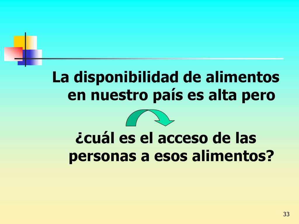 La disponibilidad de alimentos en nuestro país es alta pero