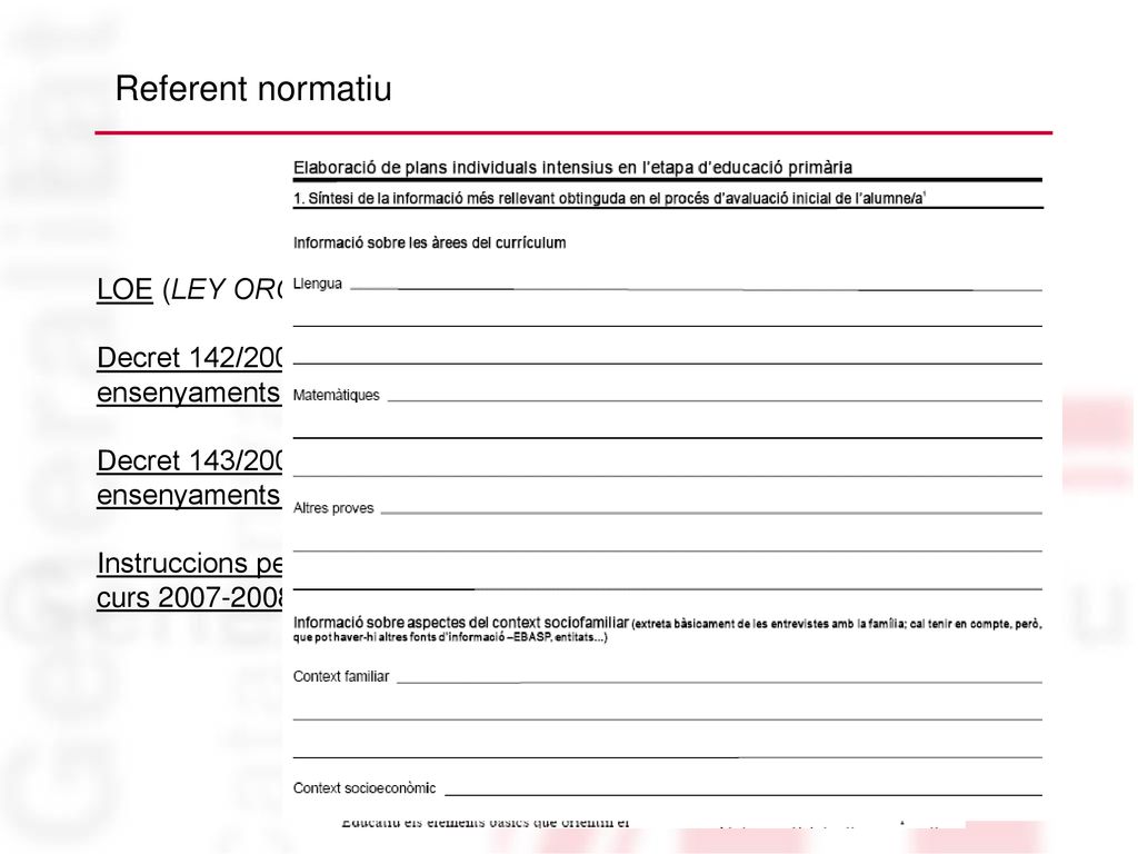 Referent normatiu LOE (LEY ORGÁNICA 2/2006, de 3 de mayo, de Educación)