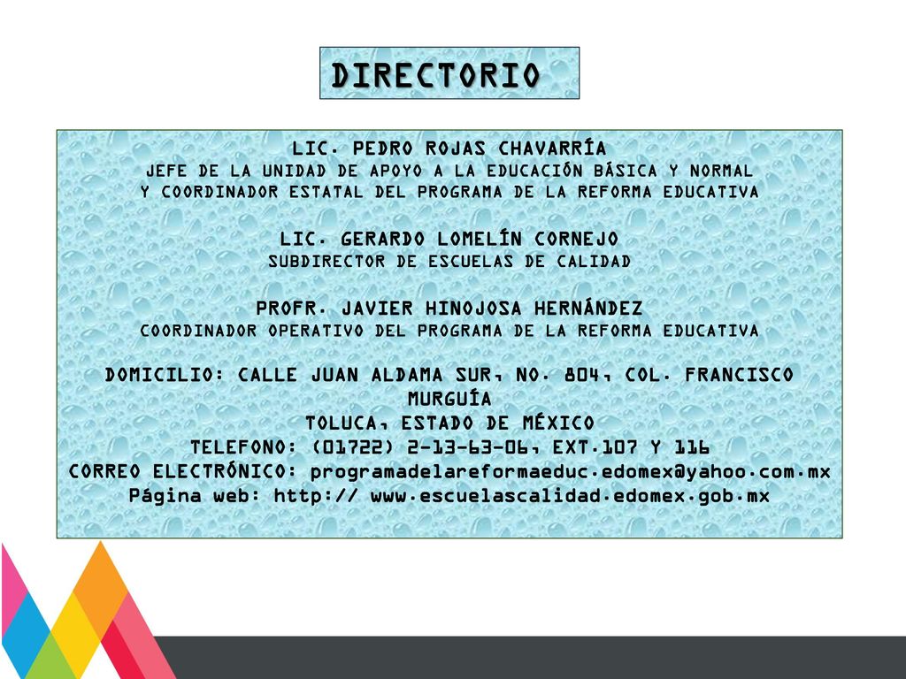 DIRECTORIO LIC. PEDRO ROJAS CHAVARRÍA LIC. GERARDO LOMELÍN CORNEJO