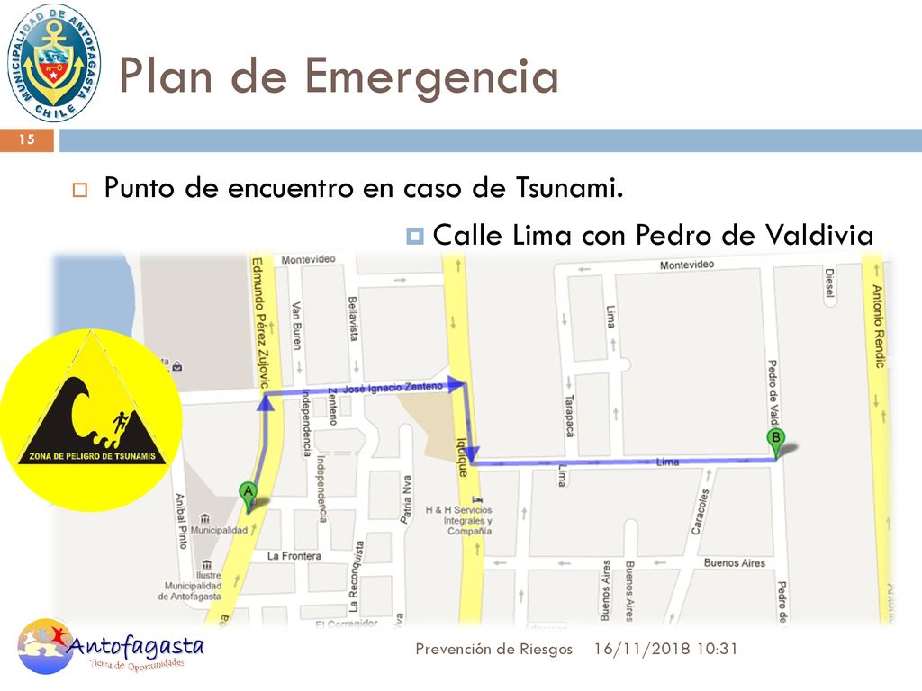 Plan de Emergencia Punto de encuentro en caso de Tsunami.