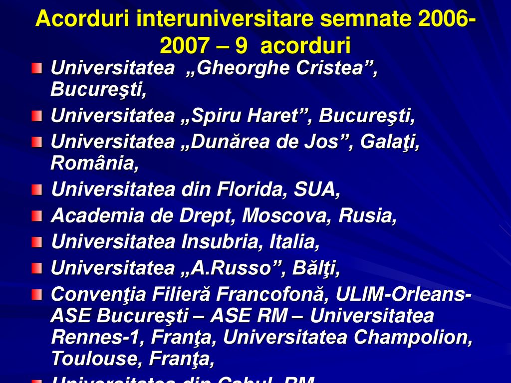 Acorduri interuniversitare semnate – 9 acorduri