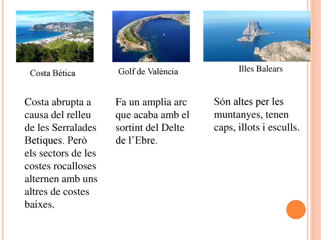 Fa un amplia arc que acaba amb el sortint del Delte de l’Ebre.