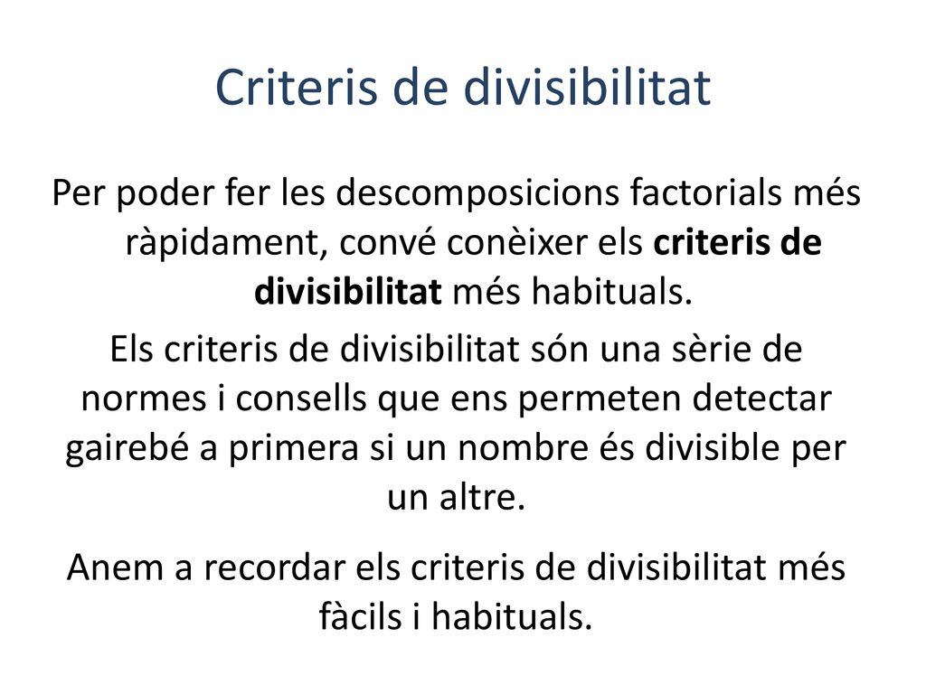 Criteris de divisibilitat