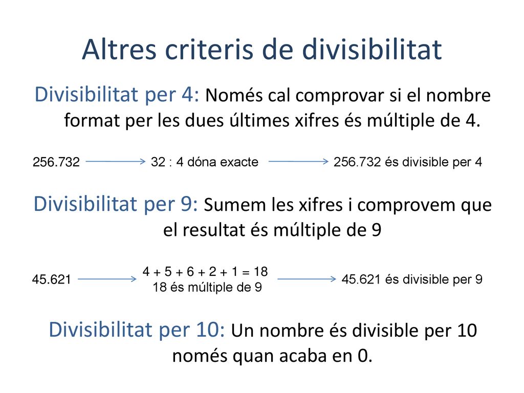 Altres criteris de divisibilitat