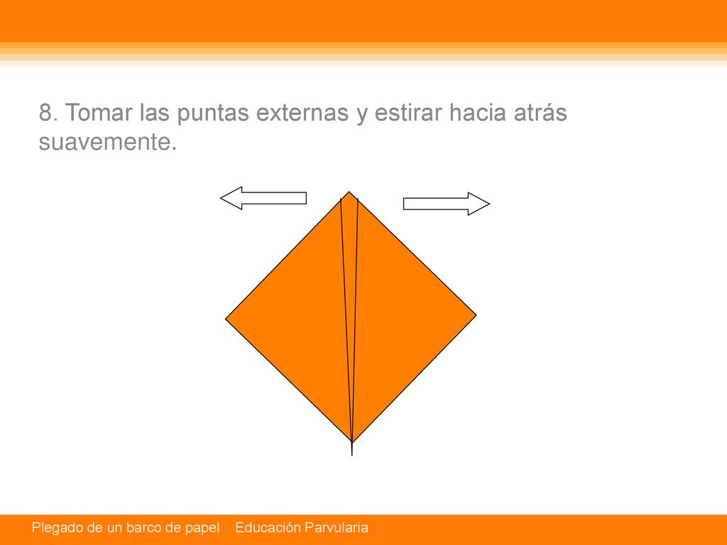 8. Tomar las puntas externas y estirar hacia atrás suavemente.