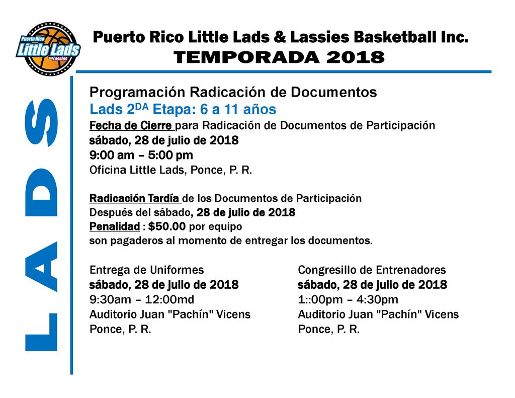 Programación Radicación de Documentos Lads 2DA Etapa: 6 a 11 años