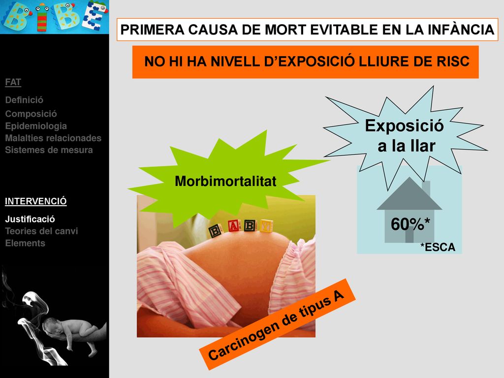Exposició a la llar 60%* PRIMERA CAUSA DE MORT EVITABLE EN LA INFÀNCIA