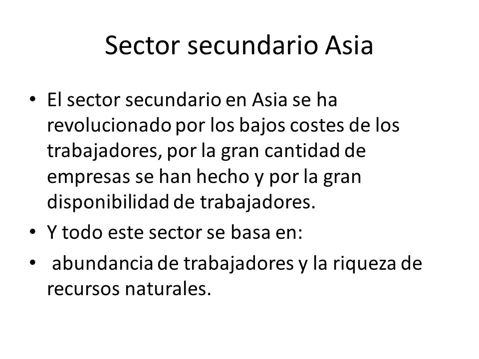 Sector secundario Asia