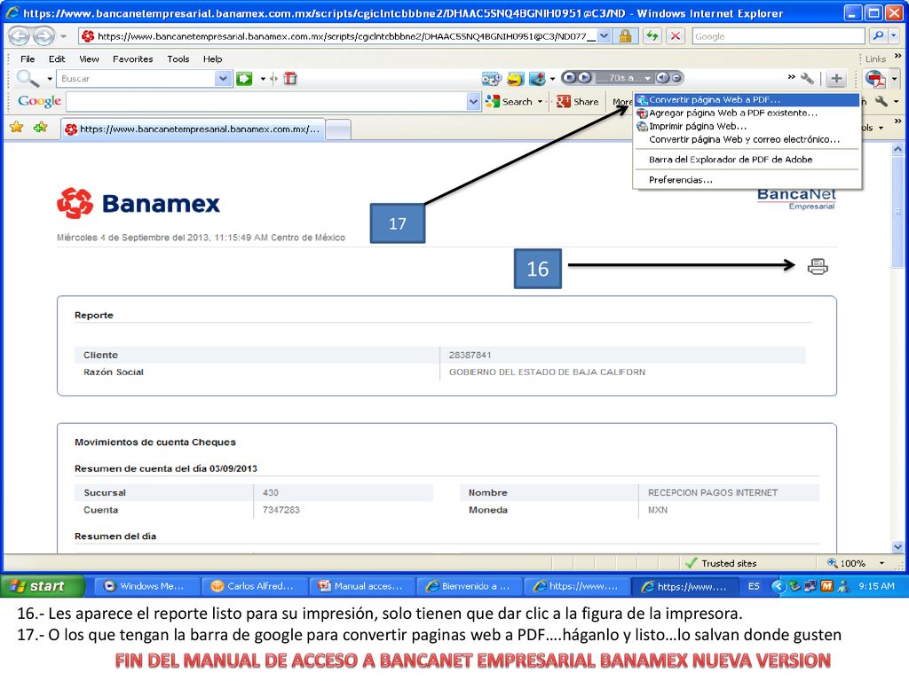Les aparece el reporte listo para su impresión, solo tienen que dar clic a la figura de la impresora.
