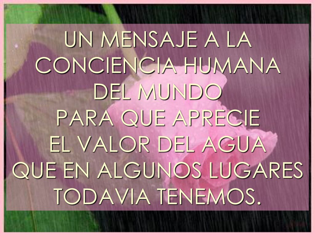 UN MENSAJE A LA CONCIENCIA HUMANA DEL MUNDO PARA QUE APRECIE