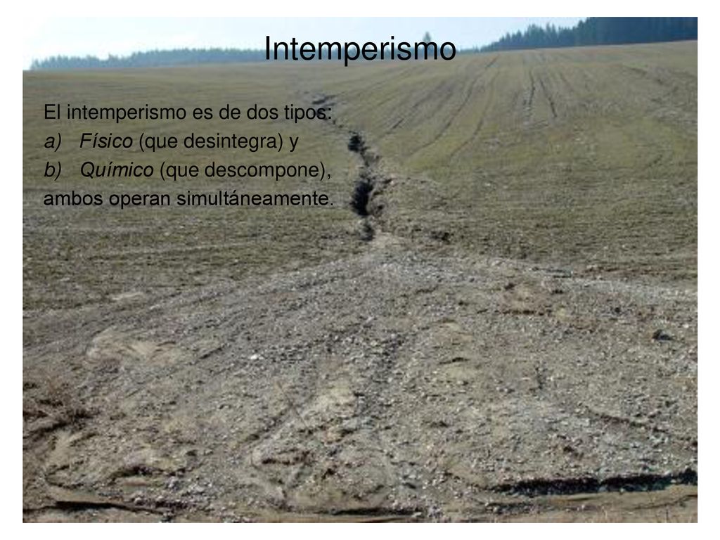 Intemperismo El intemperismo es de dos tipos: