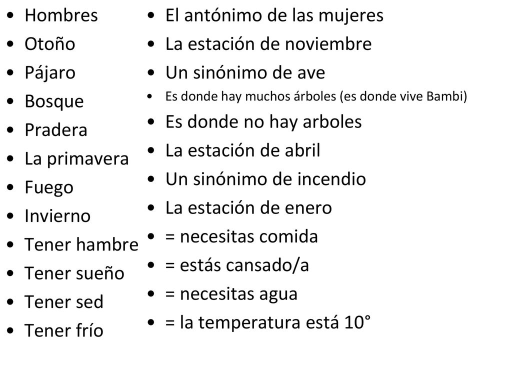 El antónimo de las mujeres La estación de noviembre Un sinónimo de ave