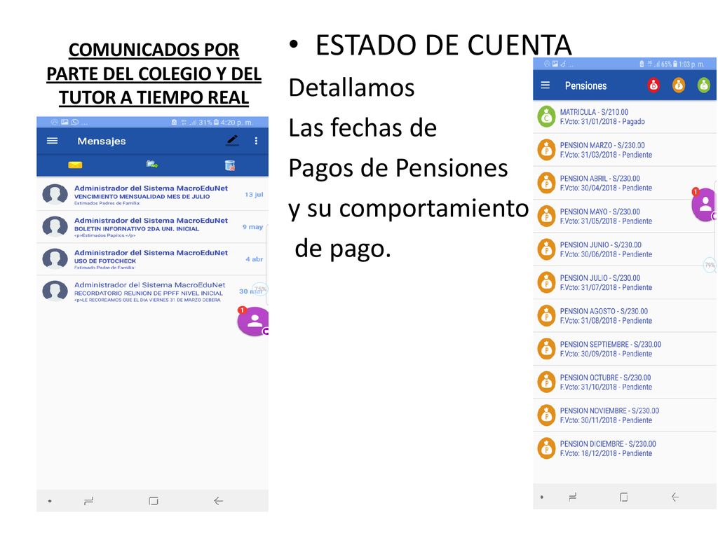 COMUNICADOS POR PARTE DEL COLEGIO Y DEL TUTOR A TIEMPO REAL