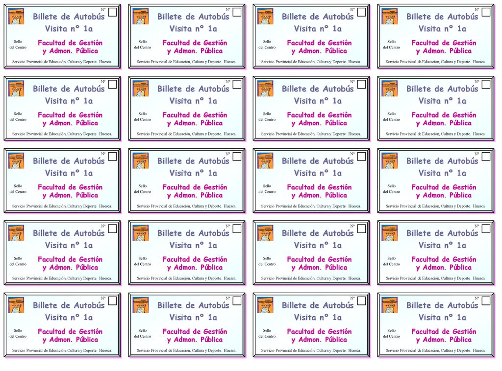 Billete de Autobús Visita nº 1a Billete de Autobús Visita nº 1a