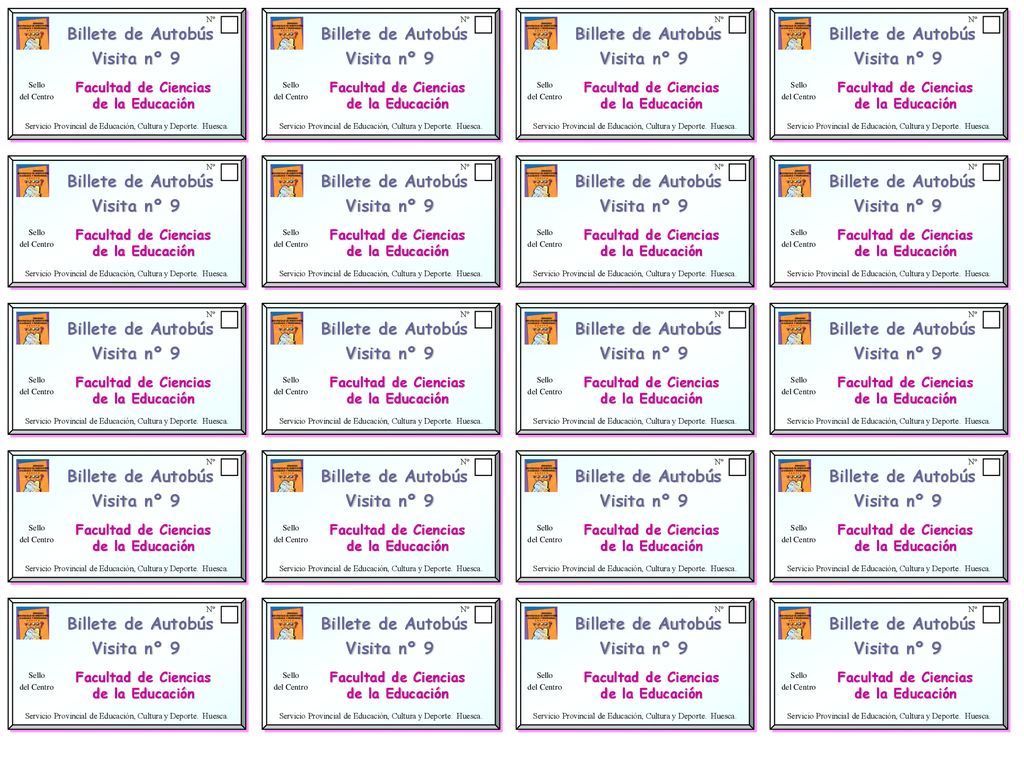 Billete de Autobús Visita nº 9 Billete de Autobús Visita nº 9