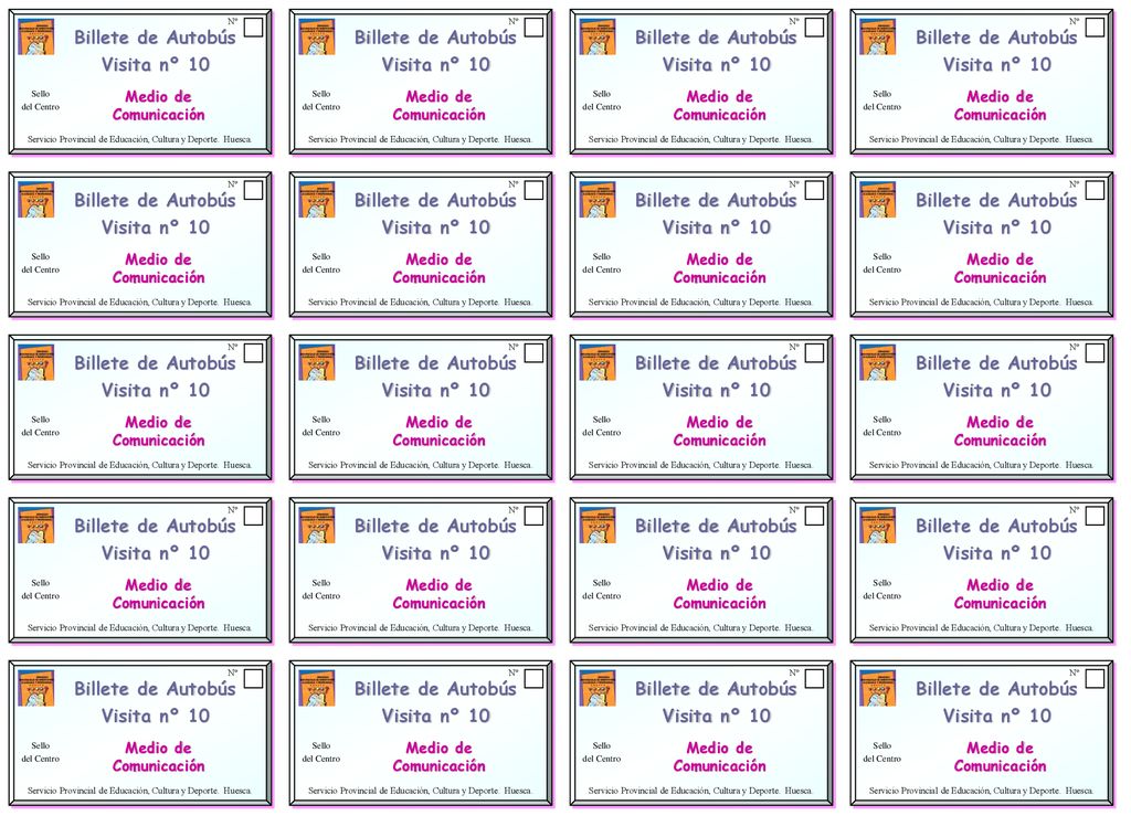 Billete de Autobús Visita nº 10 Billete de Autobús Visita nº 10