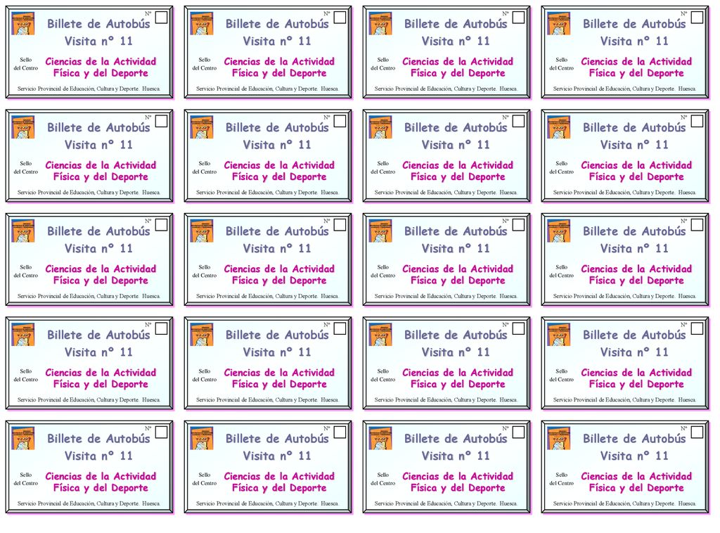 Billete de Autobús Visita nº 11 Billete de Autobús Visita nº 11
