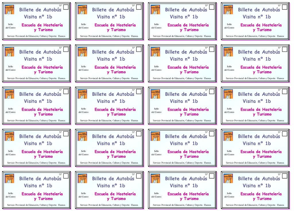 Billete de Autobús Visita nº 1b Billete de Autobús Visita nº 1b
