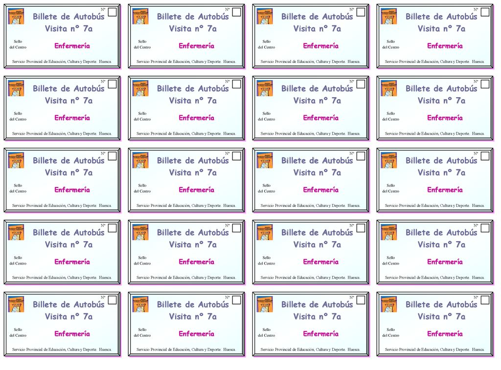 Billete de Autobús Visita nº 7a Billete de Autobús Visita nº 7a