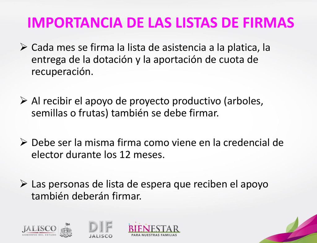 IMPORTANCIA DE LAS LISTAS DE FIRMAS