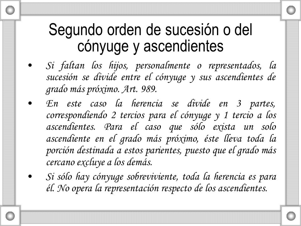 Segundo orden de sucesión o del cónyuge y ascendientes