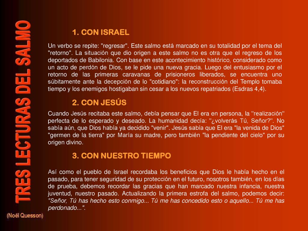 1. CON ISRAEL 2. CON JESÚS 3. CON NUESTRO TIEMPO