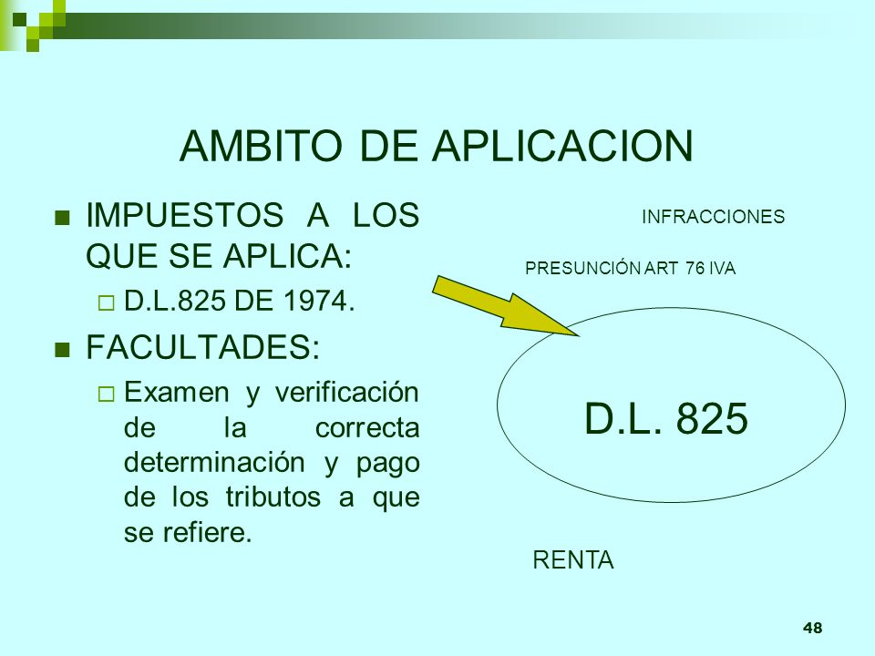 AMBITO DE APLICACION D.L. 825 IMPUESTOS A LOS QUE SE APLICA: