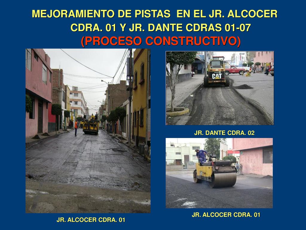 MEJORAMIENTO DE PISTAS EN EL JR. ALCOCER CDRA. 01 Y JR