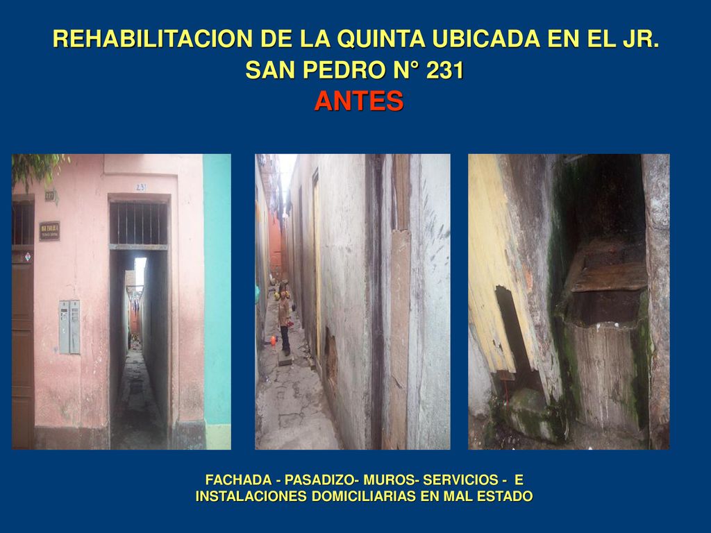 REHABILITACION DE LA QUINTA UBICADA EN EL JR. SAN PEDRO N° 231 ANTES