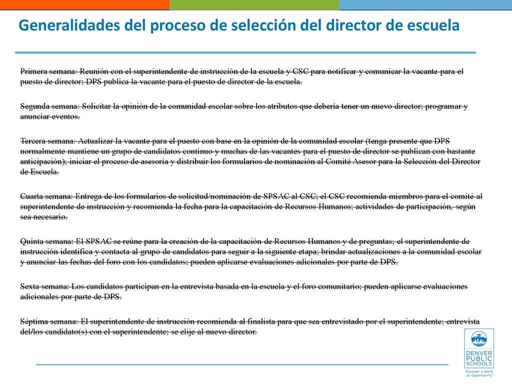 Generalidades del proceso de selección del director de escuela