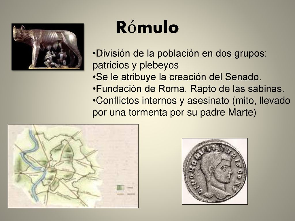 Rómulo División de la población en dos grupos: patricios y plebeyos