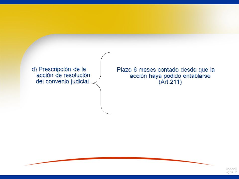 d) Prescripción de la acción de resolución del convenio judicial.