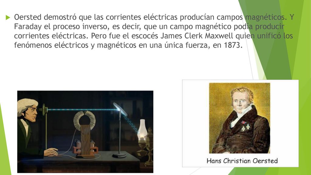 Oersted demostró que las corrientes eléctricas producían campos magnéticos.