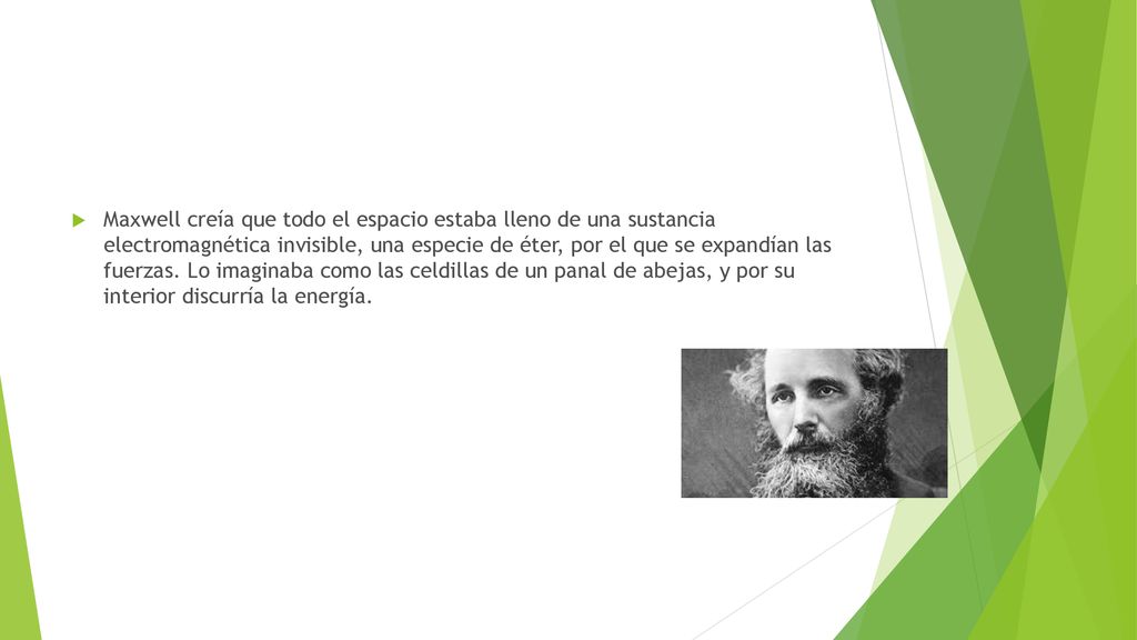 Maxwell creía que todo el espacio estaba lleno de una sustancia electromagnética invisible, una especie de éter, por el que se expandían las fuerzas.