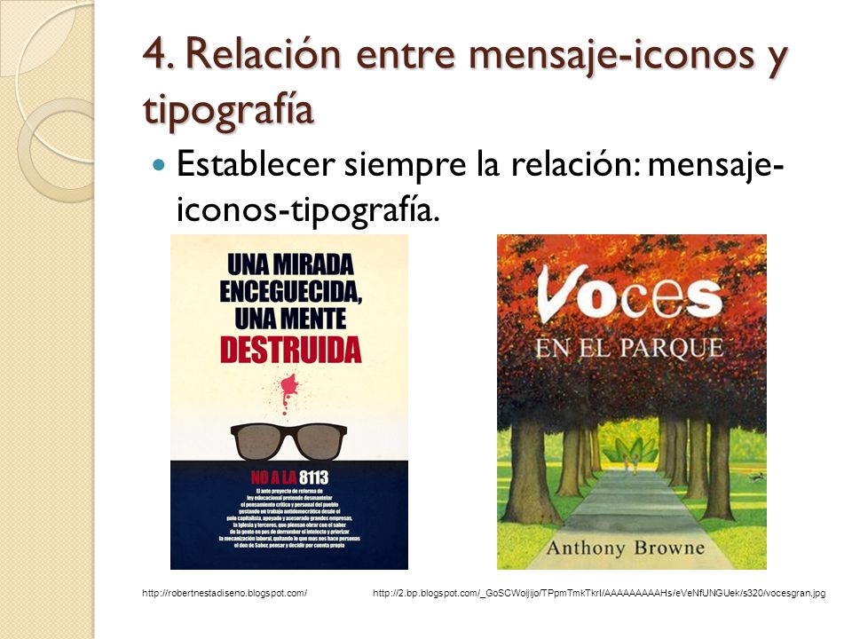 4. Relación entre mensaje-iconos y tipografía