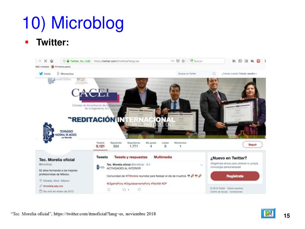 10) Microblog Twitter: Tec. Morelia oficial ,   lang=es, noviembre