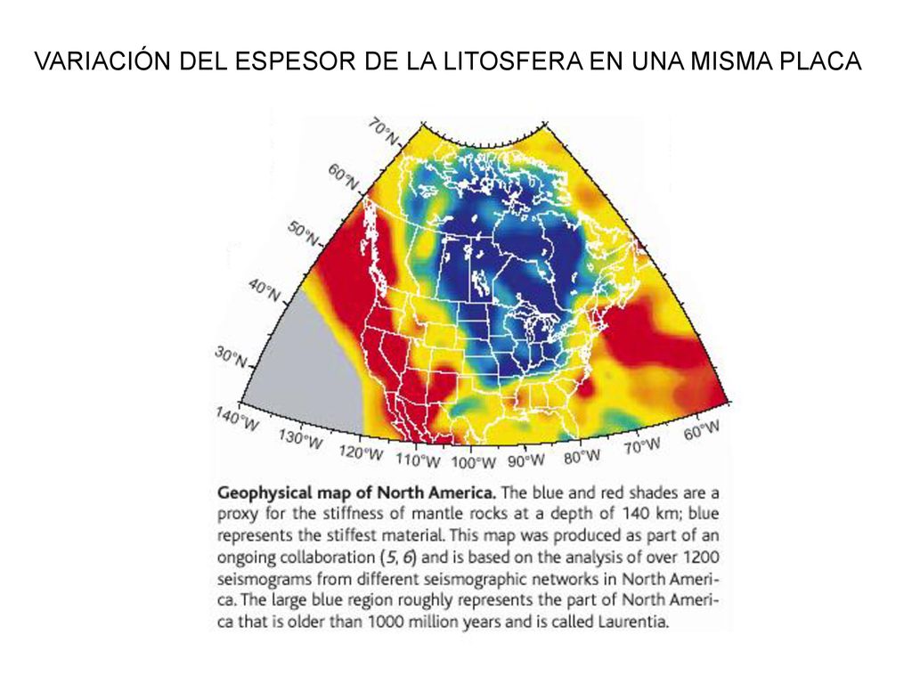 VARIACIÓN DEL ESPESOR DE LA LITOSFERA EN UNA MISMA PLACA
