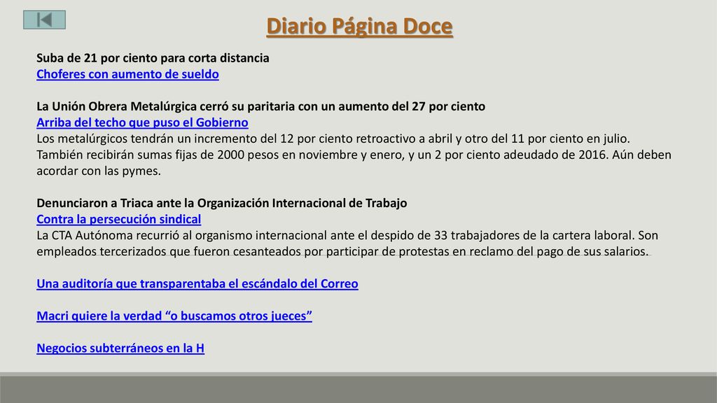 Diario Página Doce Suba de 21 por ciento para corta distancia