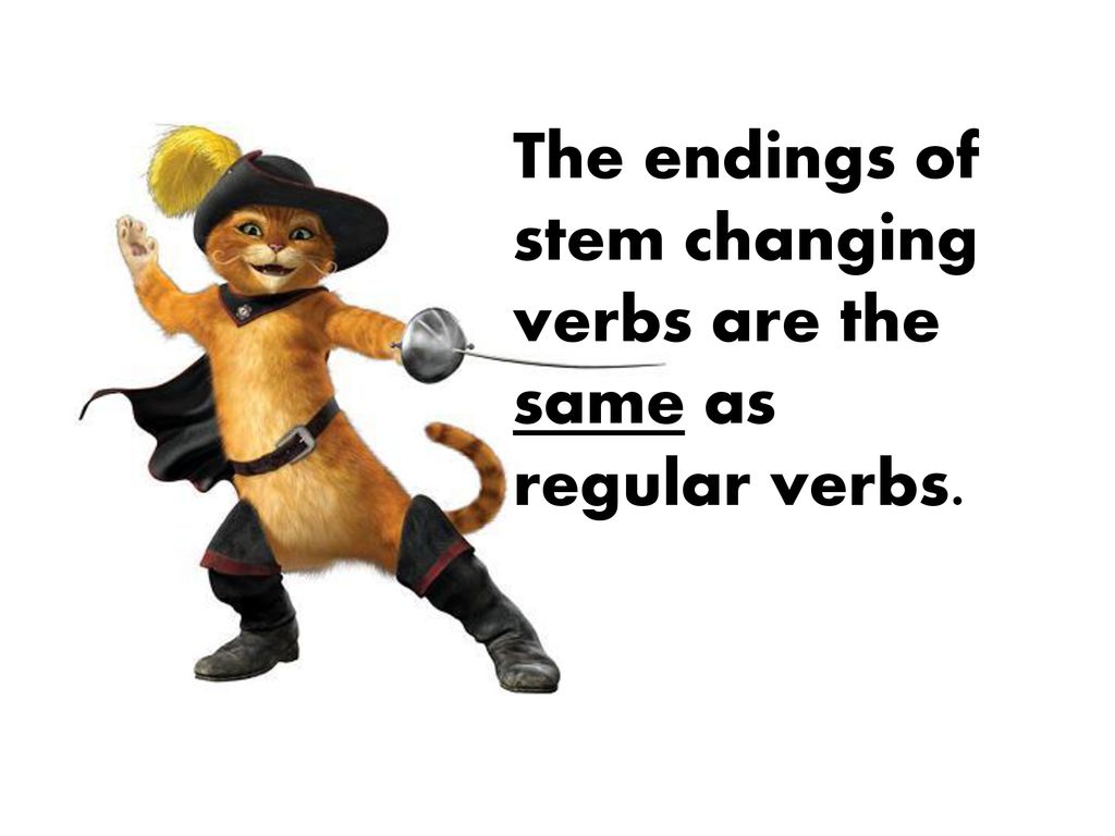 The endings of stem changing verbs are the same as