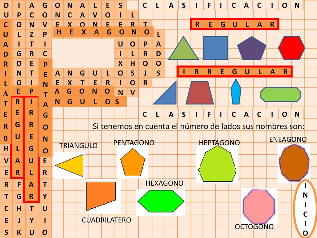 Si tenemos en cuenta el número de lados sus nombres son: