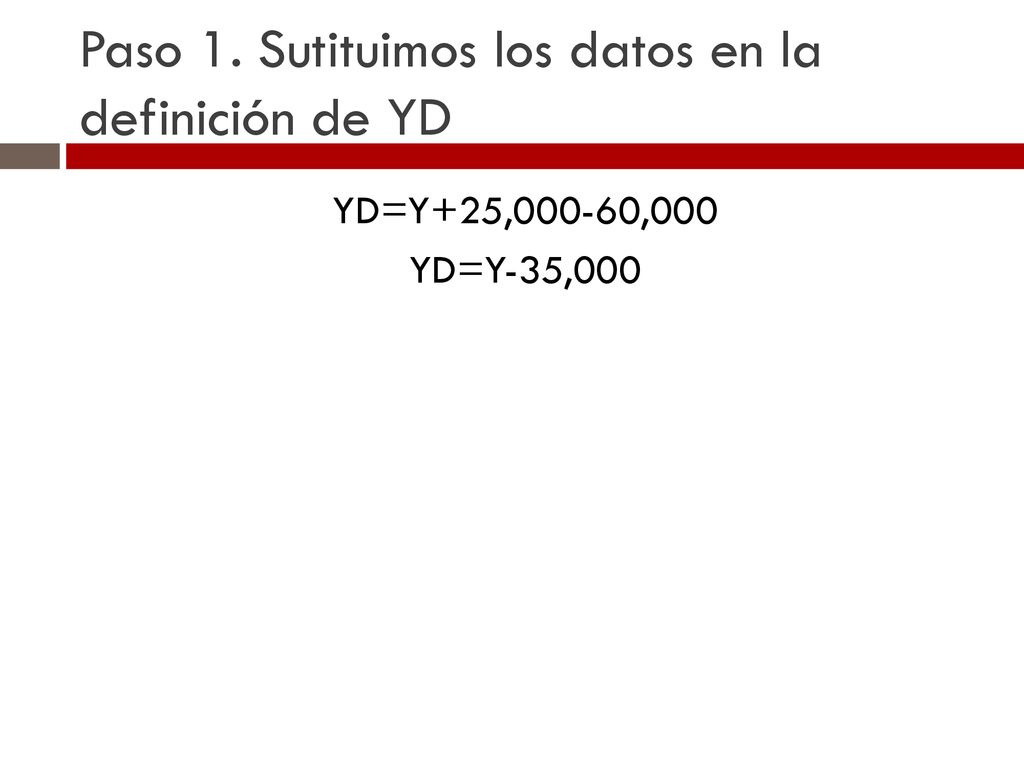 Paso 1. Sutituimos los datos en la definición de YD