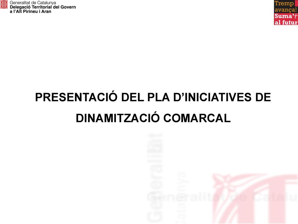 PRESENTACIÓ DEL PLA D’INICIATIVES DE DINAMITZACIÓ COMARCAL