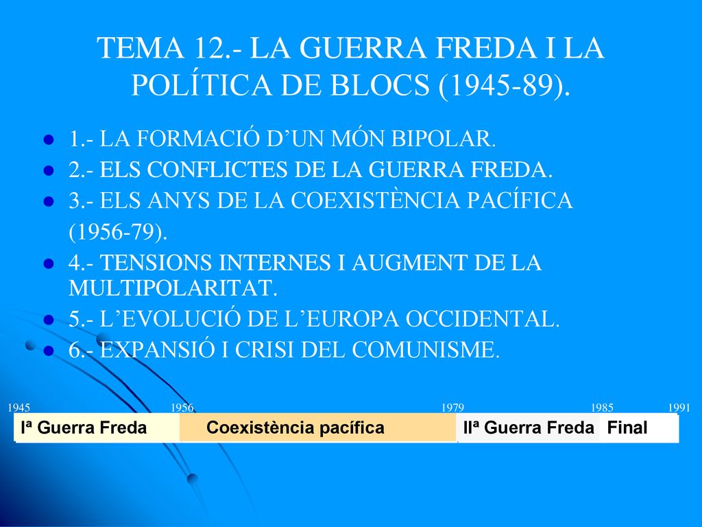 TEMA 12.- LA GUERRA FREDA I LA POLÍTICA DE BLOCS ( ).