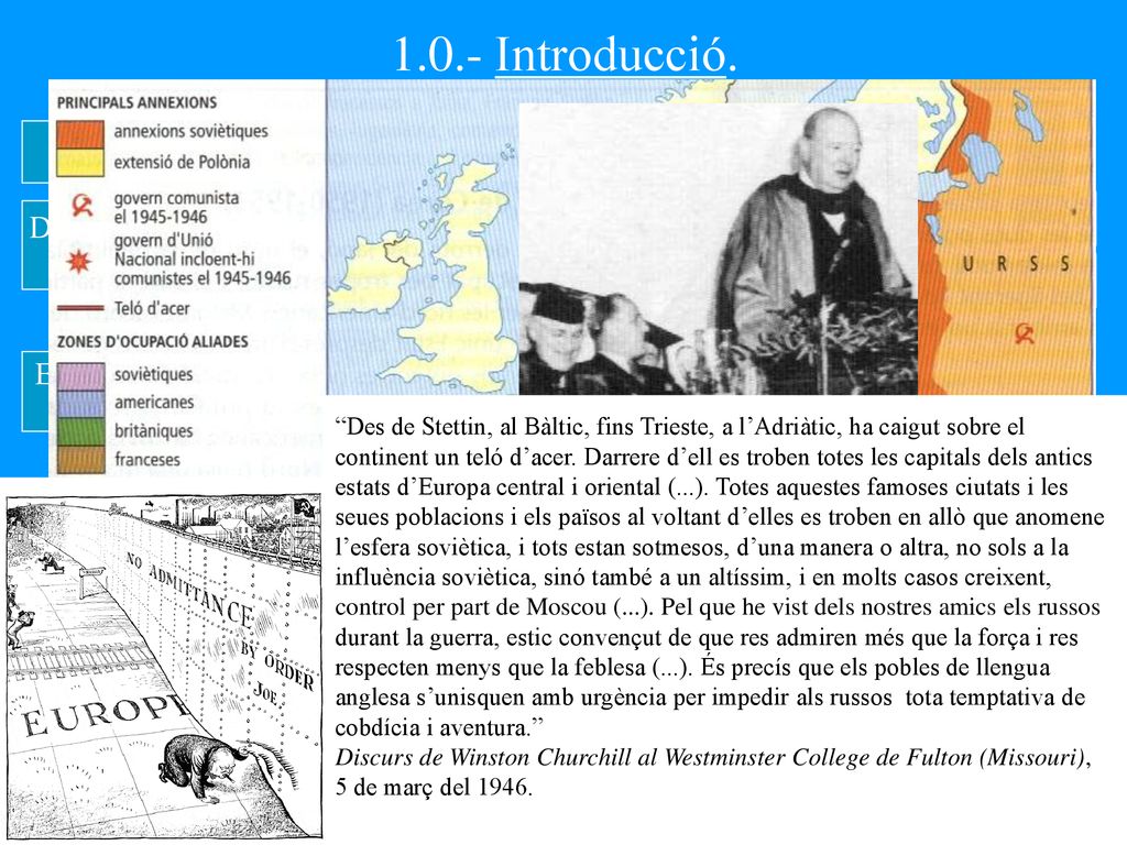 1.0.- Introducció. A la fi de la IIª G.M. dues superpotències lluiten per l’hegemonia: EUA i URSS.