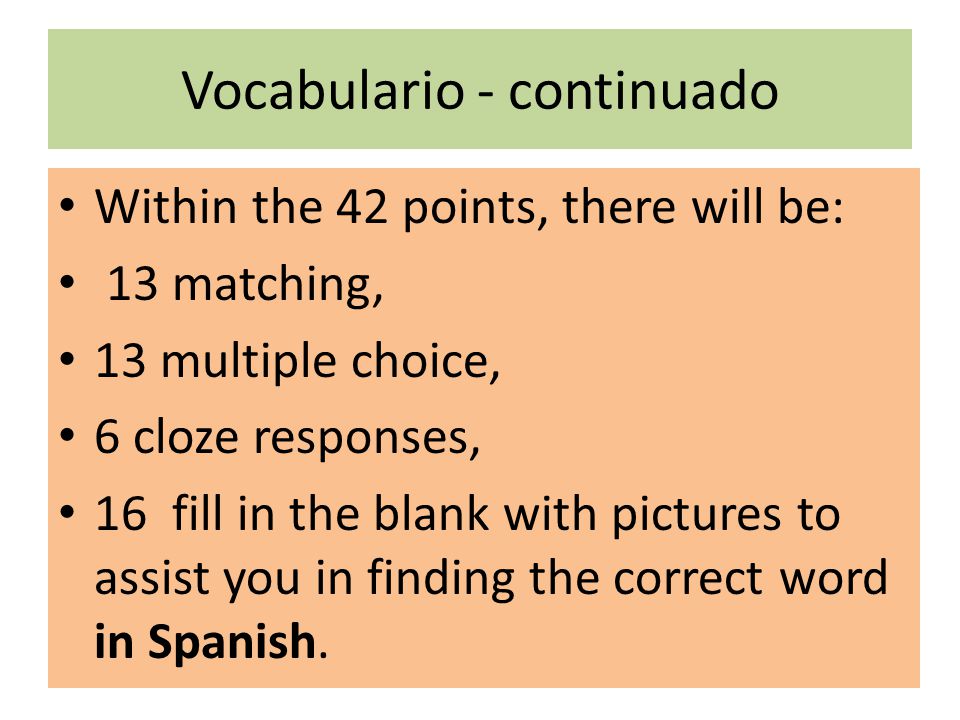Vocabulario - continuado