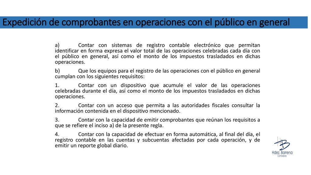 Expedición de comprobantes en operaciones con el público en general