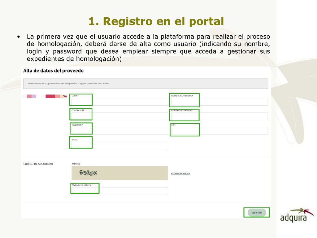 1. Registro en el portal