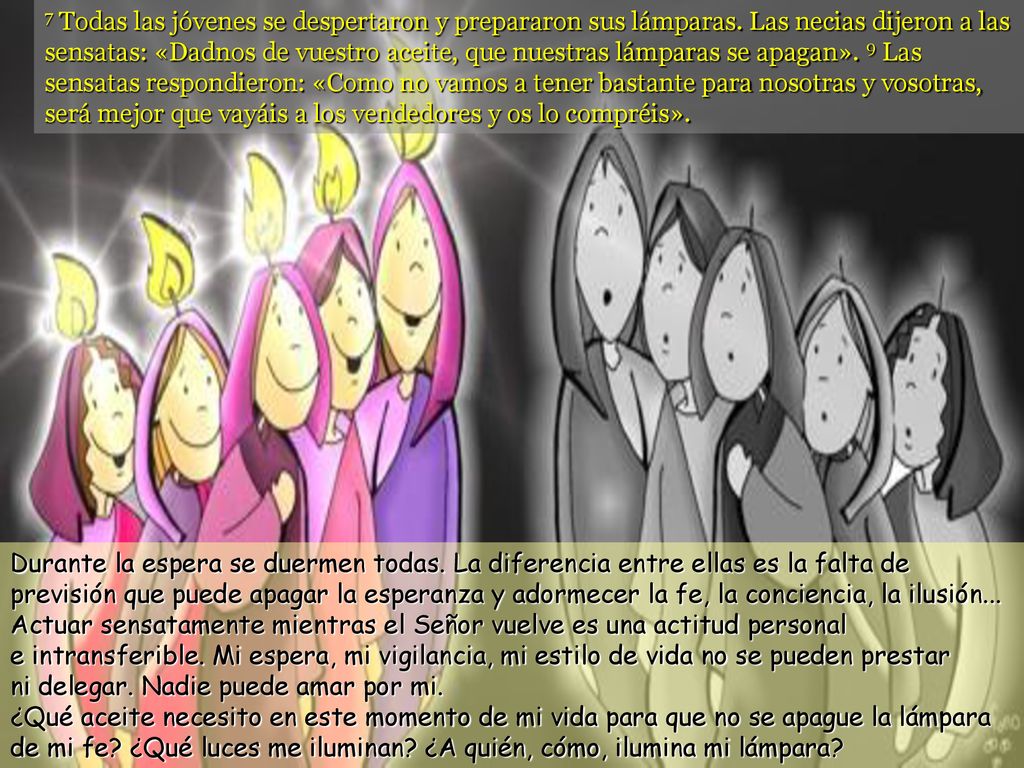 7 Todas las jóvenes se despertaron y prepararon sus lámparas