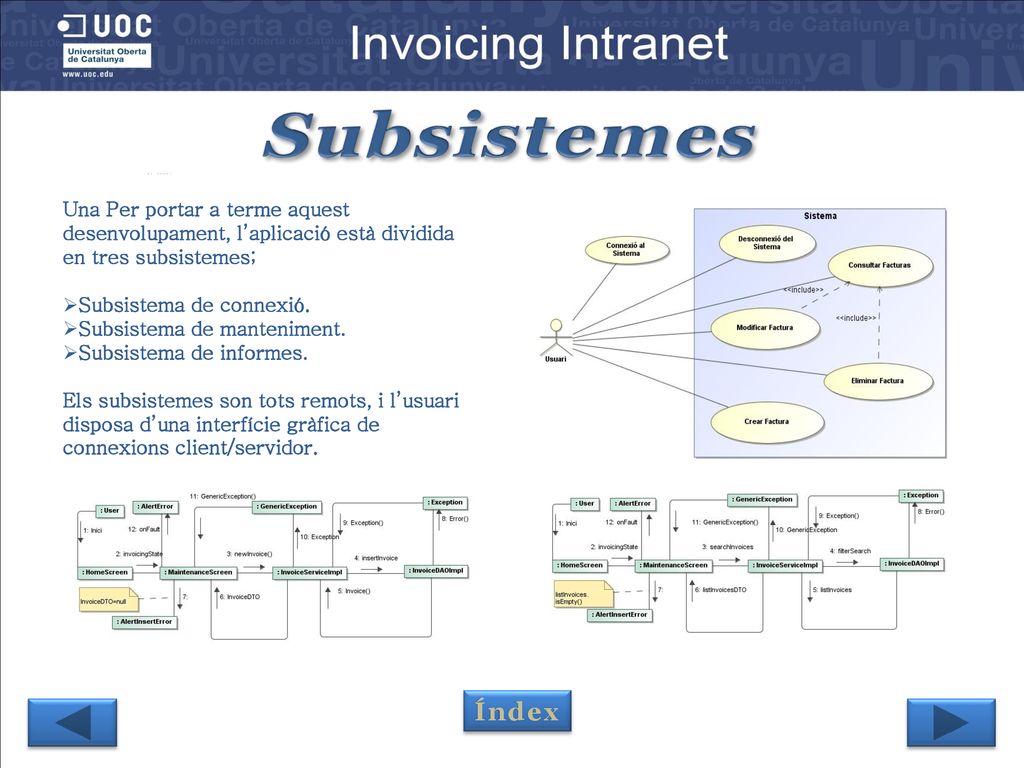Subsistemes Una Per portar a terme aquest desenvolupament, l’aplicació està dividida en tres subsistemes;