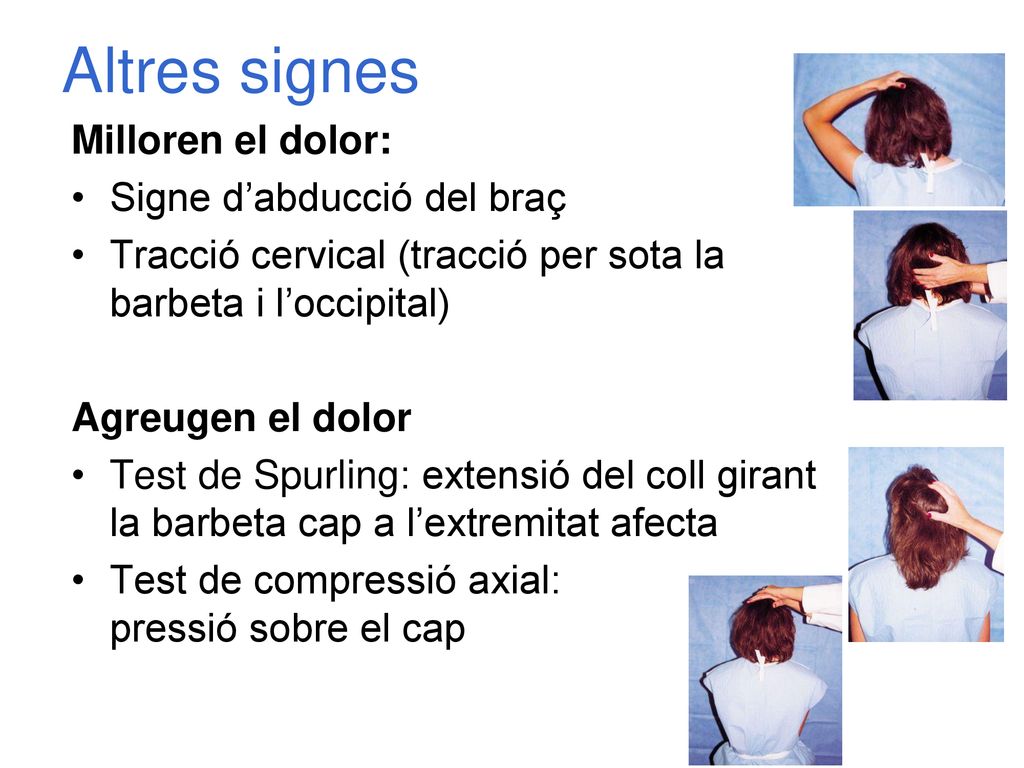 Altres signes Milloren el dolor: Signe d’abducció del braç